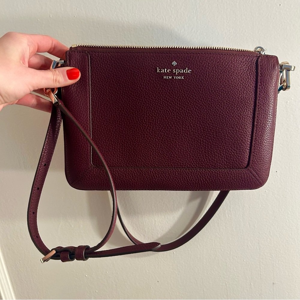 Never Used Kate Spade Lena Crossbody Double Compartment in Cherrwood - Picture 3 of 7